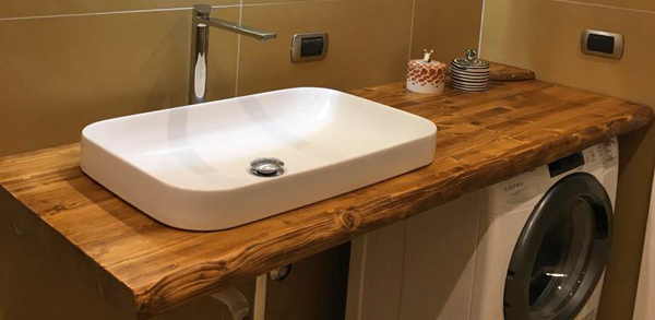 Mensola lavabo top bagno su misura in abete